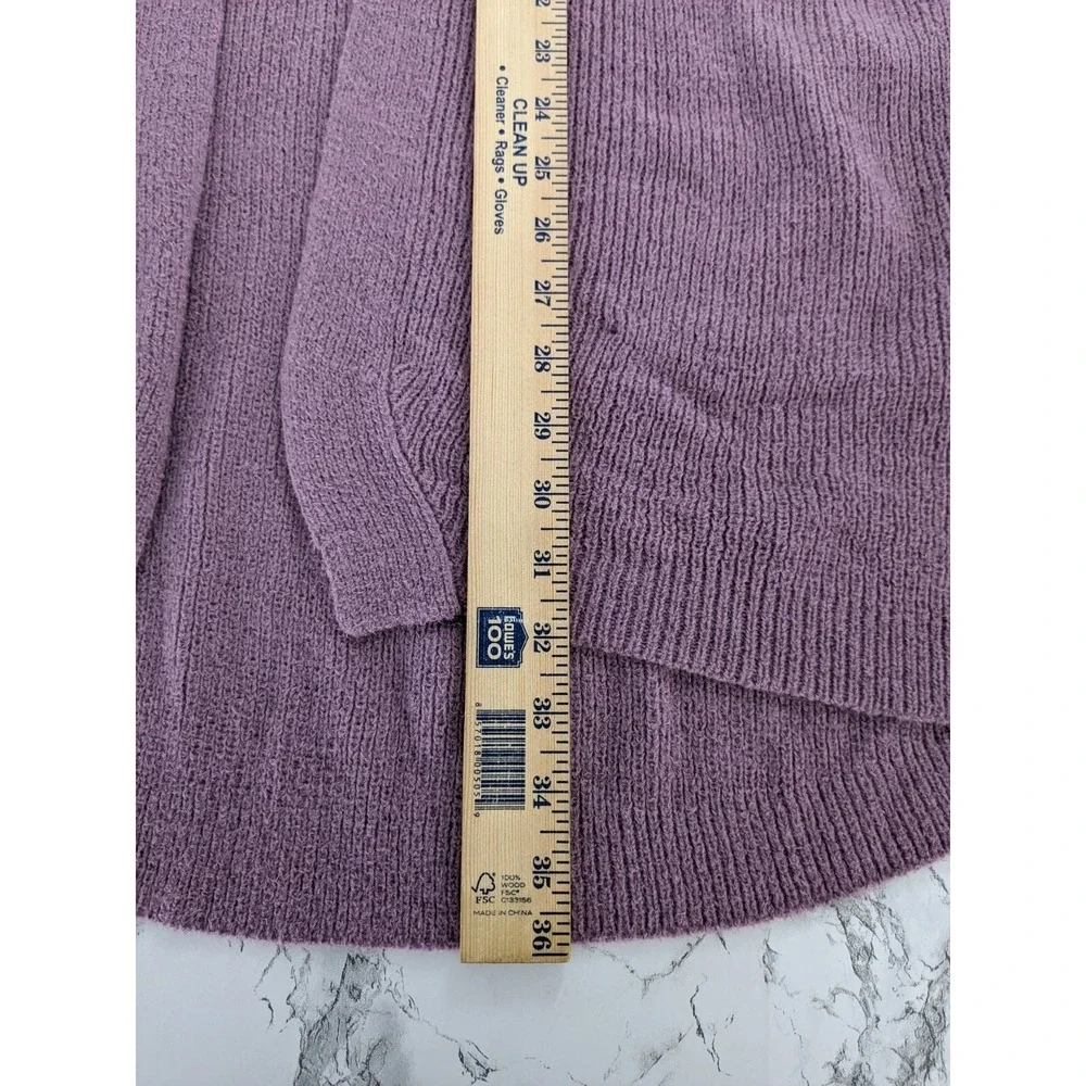 New LOGO Lori Goldstein Long Cardigan Sweater‎ Ribbed Knit Tie Front Pink Large